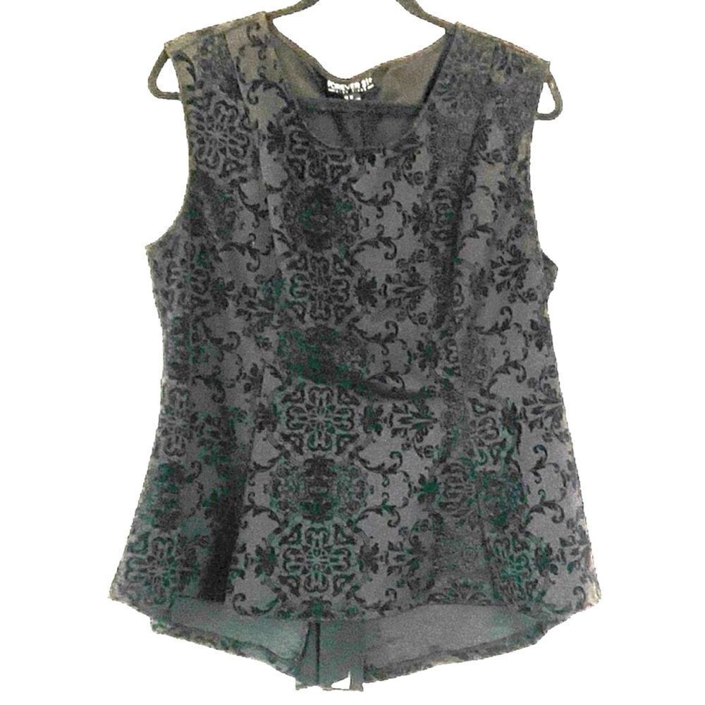 Forever 21+ Plus Black Burn Out Top 2X